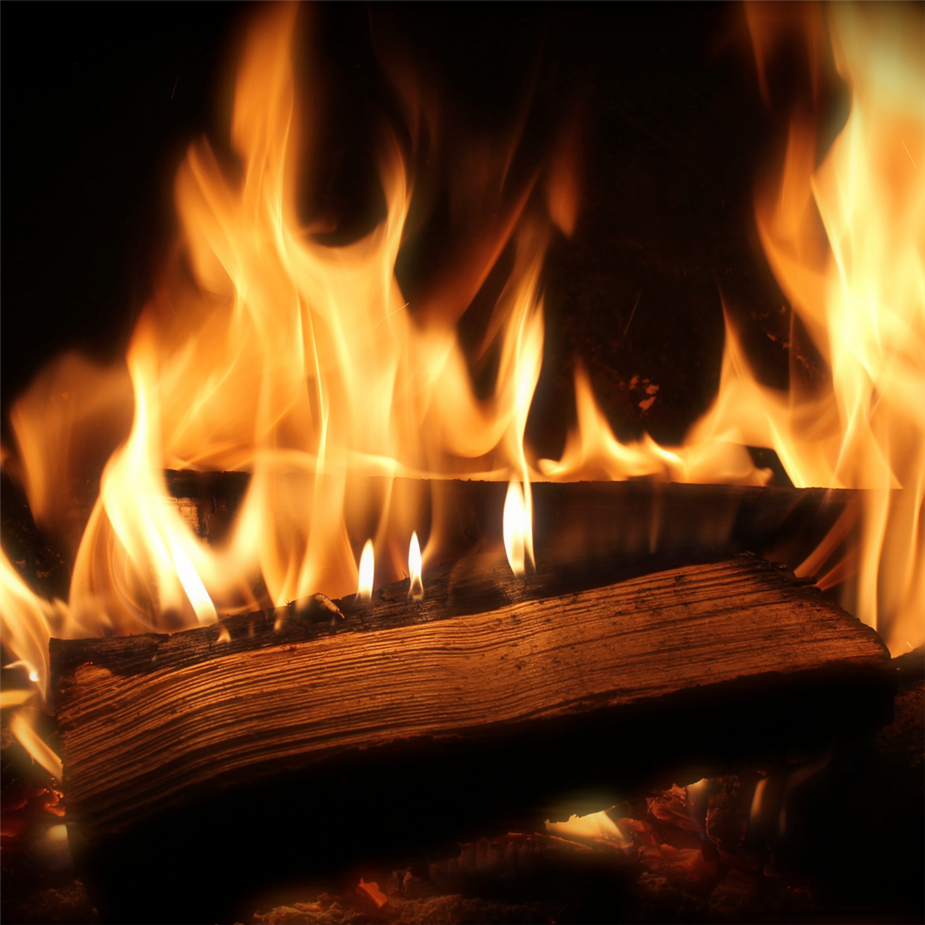 Burning wood.