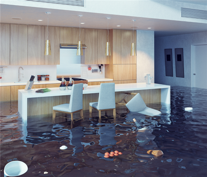 Flooded kitchen.